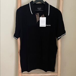 Coach Men's Polo in Black with White Details